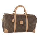 CELINE Macadam Canvas Boston Bag PVC Leather Brown Gold Auth 164829-1