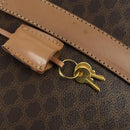 CELINE Macadam Canvas Boston Bag PVC Leather Brown Gold Auth 164829-10