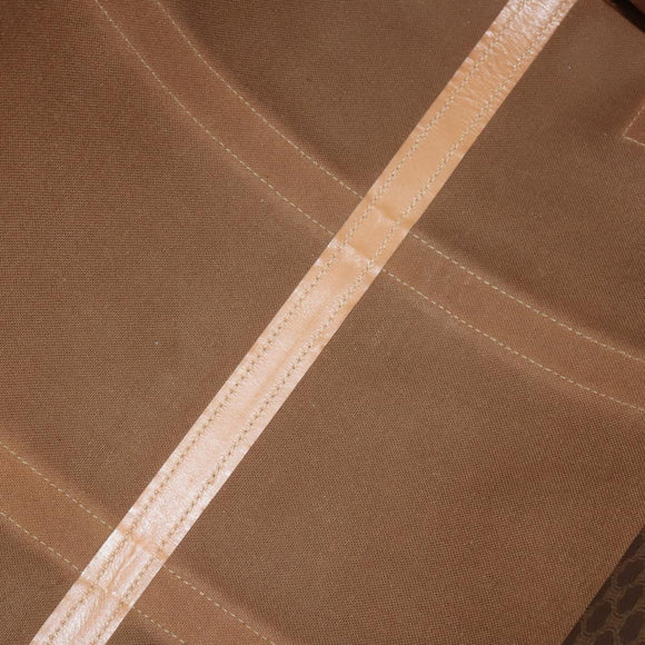 CELINE Macadam Canvas Boston Bag PVC Leather Brown Gold Auth 164829