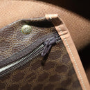 CELINE Macadam Canvas Boston Bag PVC Leather Brown Gold Auth 164829-22