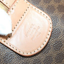 CELINE Macadam Canvas Boston Bag PVC Leather Brown Gold Auth 164829-12