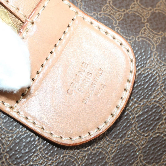 CELINE Macadam Canvas Boston Bag PVC Leather Brown Gold Auth 164829
