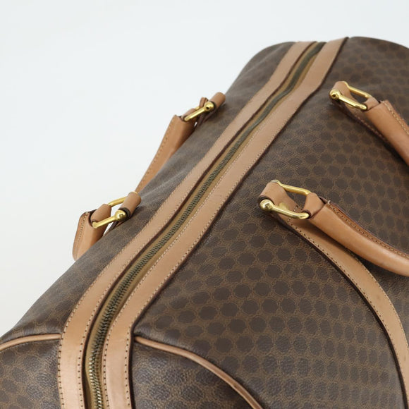 CELINE Macadam Canvas Boston Bag PVC Leather Brown Gold Auth 164829