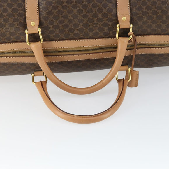 CELINE Macadam Canvas Boston Bag PVC Leather Brown Gold Auth 164829