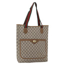 GUCCI GG Plus Supreme Web Sherry Line Tote Bag PVC Beige Gold Auth 164831-1