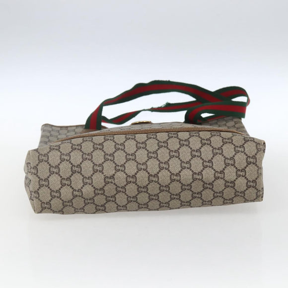 GUCCI GG Plus Supreme Web Sherry Line Tote Bag PVC Beige Gold Auth 164831