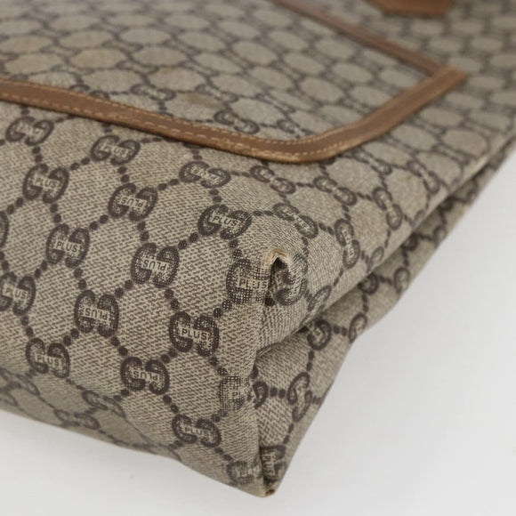 GUCCI GG Plus Supreme Web Sherry Line Tote Bag PVC Beige Gold Auth 164831