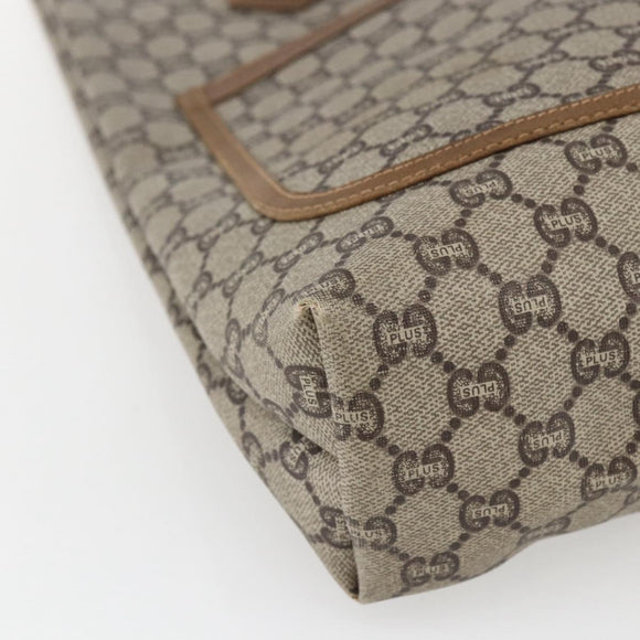 GUCCI GG Plus Supreme Web Sherry Line Tote Bag PVC Beige Gold Auth 164831