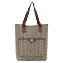 GUCCI GG Plus Supreme Web Sherry Line Tote Bag PVC Beige Gold Auth 164831-13