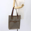 GUCCI GG Plus Supreme Web Sherry Line Tote Bag PVC Beige Gold Auth 164831-20