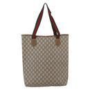 GUCCI GG Plus Supreme Web Sherry Line Tote Bag PVC Beige Gold Auth 164831-2