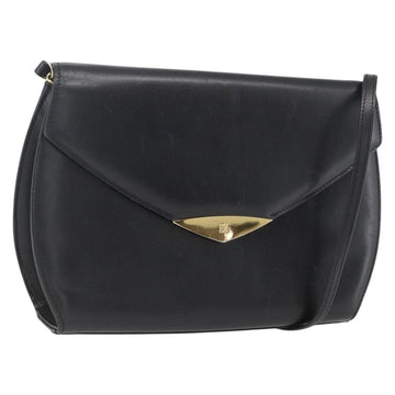 GIVENCHY Shoulder Bag Leather Black Gold Auth 164833