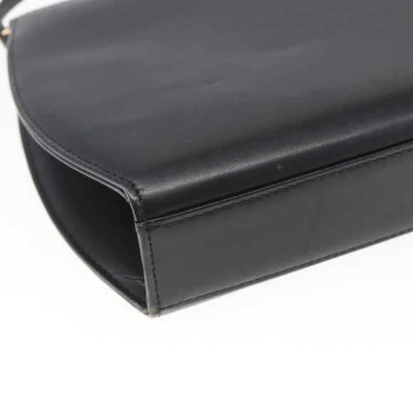 GIVENCHY Shoulder Bag Leather Black Gold Auth 164833