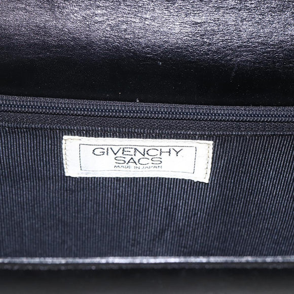 GIVENCHY Shoulder Bag Leather Black Gold Auth 164833