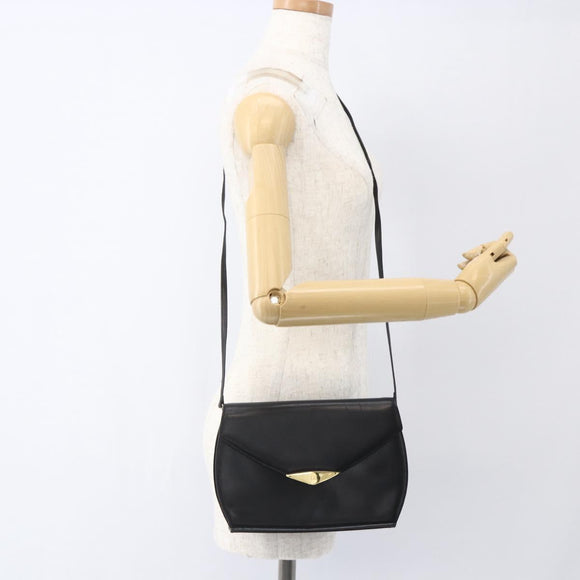 GIVENCHY Shoulder Bag Leather Black Gold Auth 164833