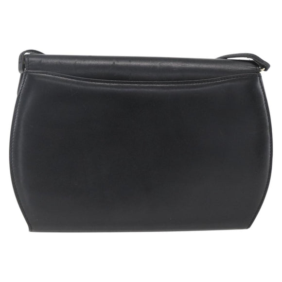 GIVENCHY Shoulder Bag Leather Black Gold Auth 164833