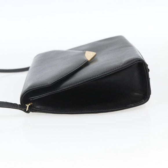 GIVENCHY Shoulder Bag Leather Black Gold Auth 164833