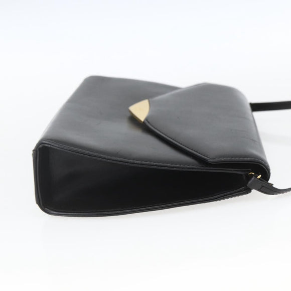GIVENCHY Shoulder Bag Leather Black Gold Auth 164833