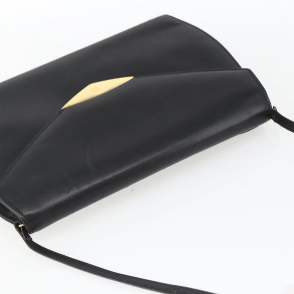 GIVENCHY Shoulder Bag Leather Black Gold Auth 164833