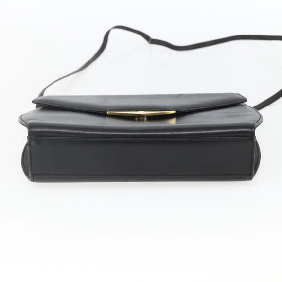 GIVENCHY Shoulder Bag Leather Black Gold Auth 164833
