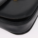 GUCCI Shoulder Bag Leather Navy Gold Auth 164835-10