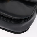 GUCCI Shoulder Bag Leather Navy Gold Auth 164835-11