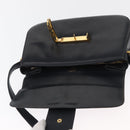 GUCCI Shoulder Bag Leather Navy Gold Auth 164835-15