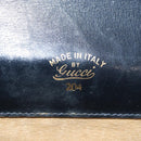 GUCCI Shoulder Bag Leather Navy Gold Auth 164835-16