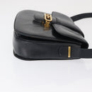 GUCCI Shoulder Bag Leather Navy Gold Auth 164835-4