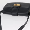 GUCCI Shoulder Bag Leather Navy Gold Auth 164835-6