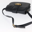 GUCCI Shoulder Bag Leather Navy Gold Auth 164835-7