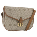 Christian Dior Honeycomb Canvas Shoulder Bag Beige Gold Auth 164839-1