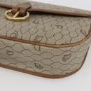 Christian Dior Honeycomb Canvas Shoulder Bag Beige Gold Auth 164839-10