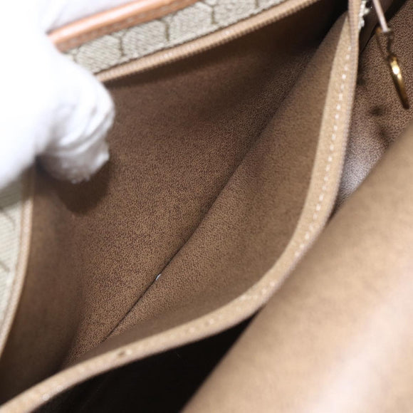 Christian Dior Honeycomb Canvas Shoulder Bag Beige Gold Auth 164839