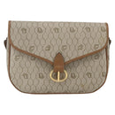 Christian Dior Honeycomb Canvas Shoulder Bag Beige Gold Auth 164839-2