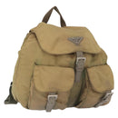 PRADA Backpack Nylon Beige Silver Auth 164845-1