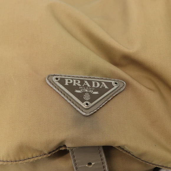 PRADA Backpack Nylon Beige Silver Auth 164845