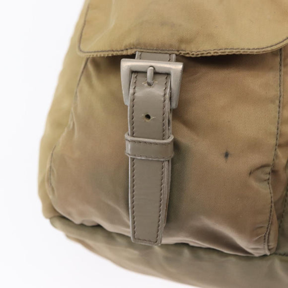 PRADA Backpack Nylon Beige Silver Auth 164845