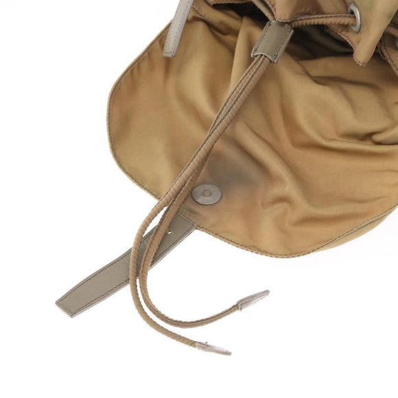 PRADA Backpack Nylon Beige Silver Auth 164845