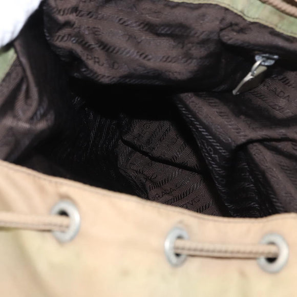 PRADA Backpack Nylon Beige Silver Auth 164845