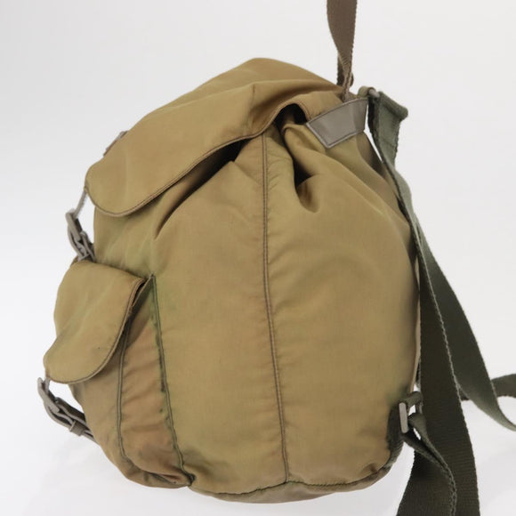 PRADA Backpack Nylon Beige Silver Auth 164845