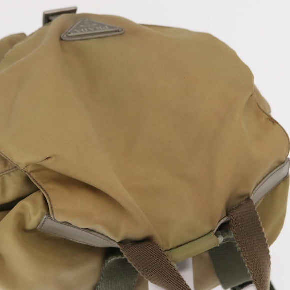 PRADA Backpack Nylon Beige Silver Auth 164845