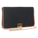 Christian Dior Trotter Canvas Chain Shoulder Bag Black Gold Auth 164854-1