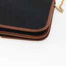 Christian Dior Trotter Canvas Chain Shoulder Bag Black Gold Auth 164854-15