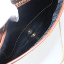 Christian Dior Trotter Canvas Chain Shoulder Bag Black Gold Auth 164854-12