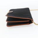 Christian Dior Trotter Canvas Chain Shoulder Bag Black Gold Auth 164854-4