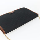 Christian Dior Trotter Canvas Chain Shoulder Bag Black Gold Auth 164854-6
