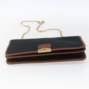 Christian Dior Trotter Canvas Chain Shoulder Bag Black Gold Auth 164854-5