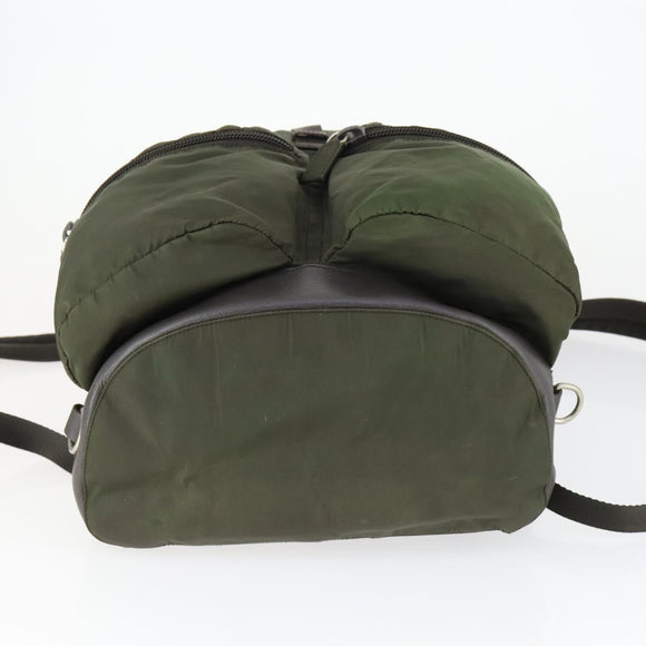 PRADA Backpack Nylon Khaki Silver Auth 164855