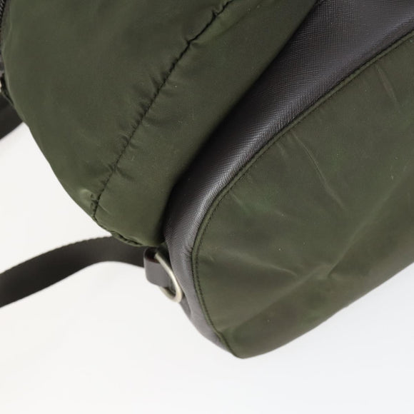 PRADA Backpack Nylon Khaki Silver Auth 164855